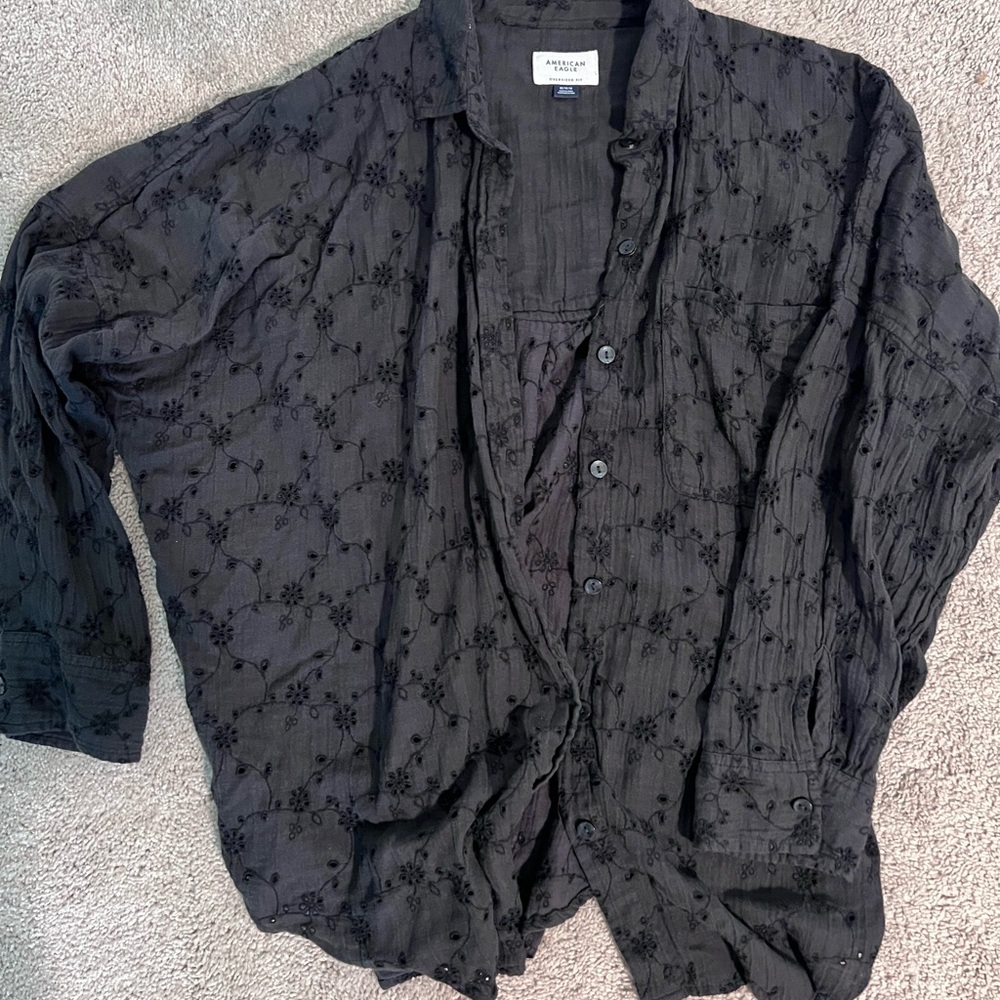 American Eagle Navy Lightweight Shirt Jacket